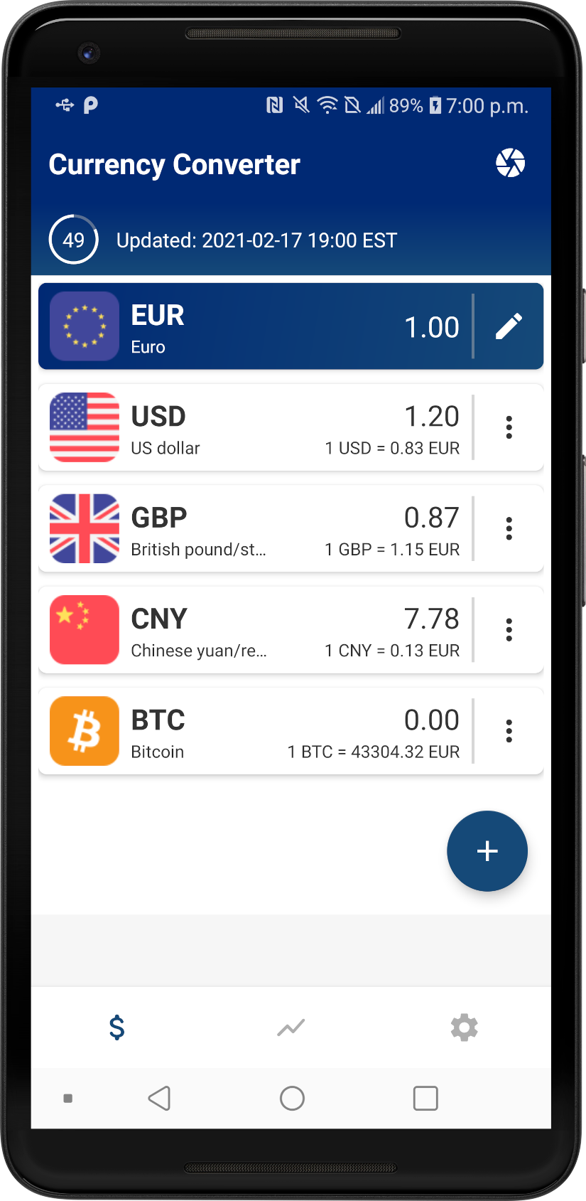 Screenshot of Currency & OCR Price Converter app